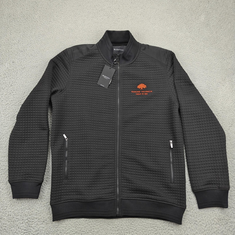 Bugatchi Jacket Mens‎ Large Black Full Zip Knit Bomber Rancho Valencia TT2450K66